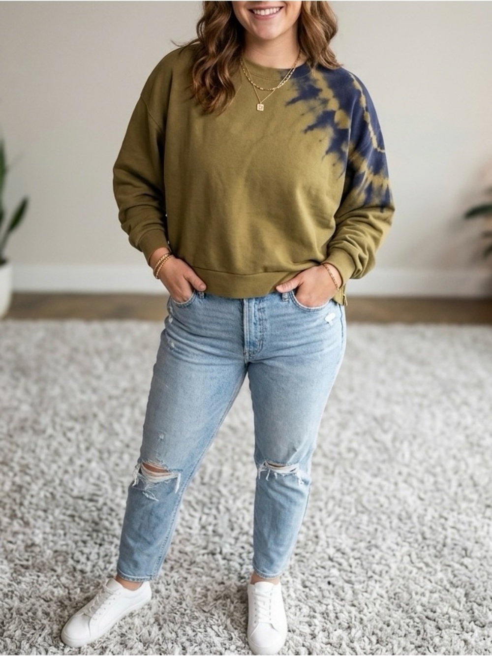 JOYLAB Tie Dye Loose Crew Neck Pullover Sweater Size Medium